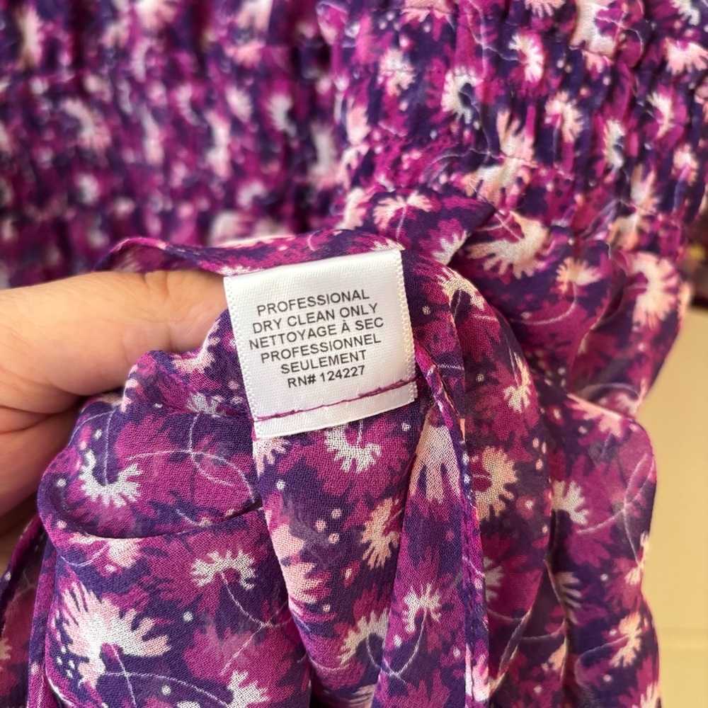 Misa Los Angeles Marisol Purple Floral Off Shoulder Smocked Mini Dress Size S - Picture 7 of 9